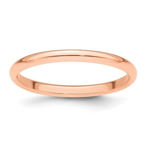 Kazi Luxury 14k Rose Gold 2mm Half-Round Wedding Band Size 4.5